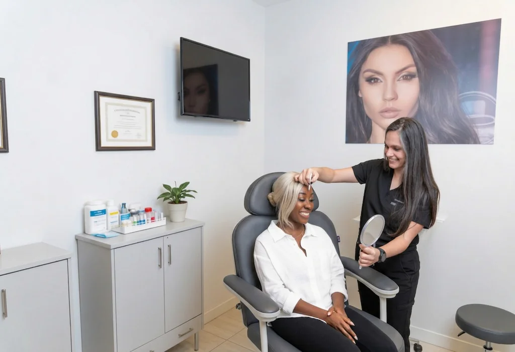 Aesthetic provider mapping facial muscles before Botox at AARx